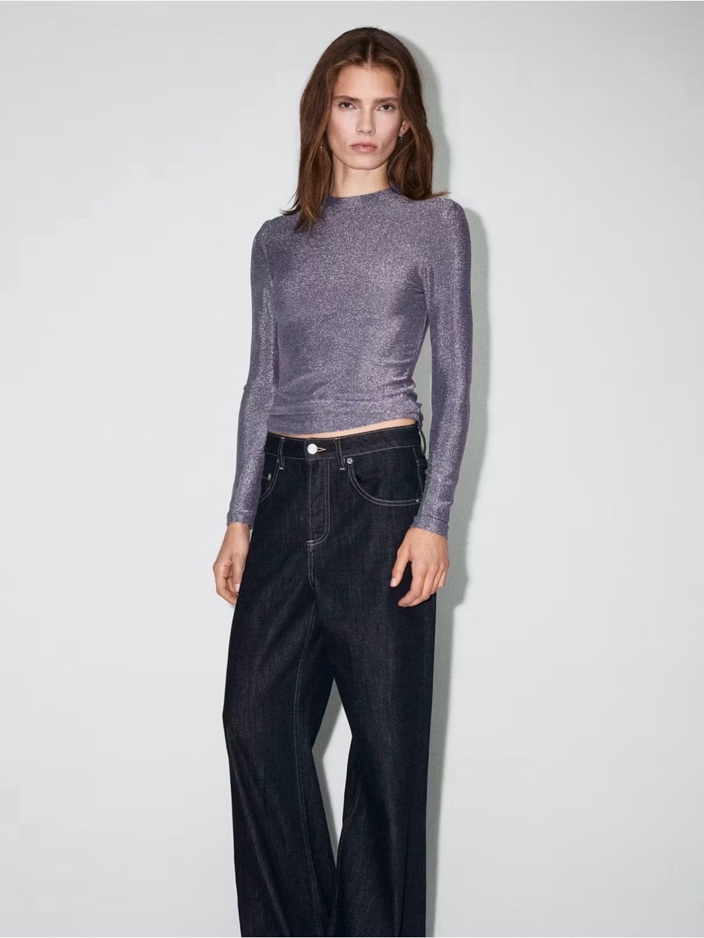 Shimmery LUREX T-SHIRT WITH PERKINS NECK